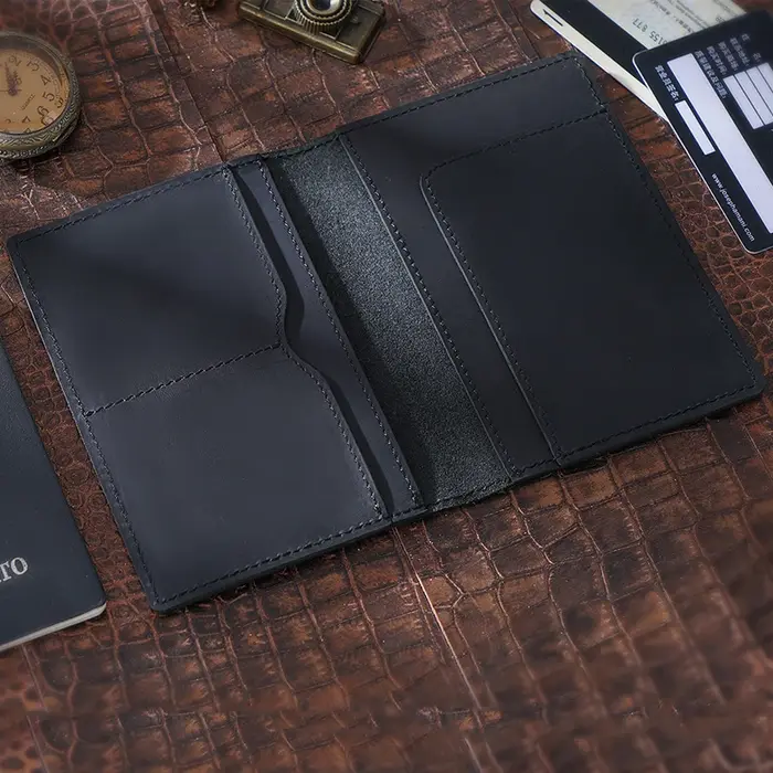 Porte-passeport en cuir véritable pour hommes