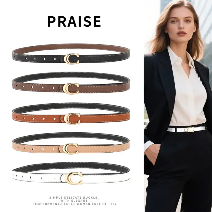 Ceinture en cuir de luxe pour femme avec boucle en alliage de créateur