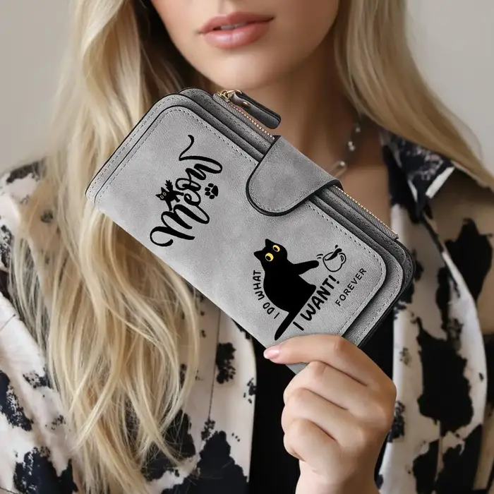 Portefeuille long pour femme Black Cat avec plusieurs emplacements pour cartes