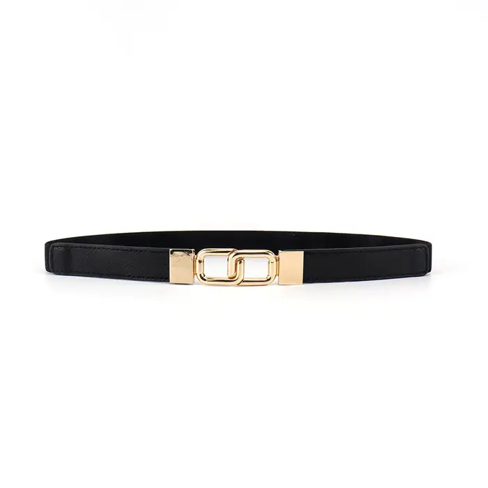Ceinture de style européen et américain inspirée du temps, avec boucle géométrique à double anneau, 