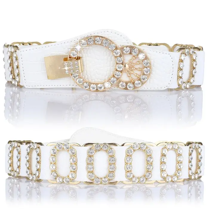 Ceinture pour femme, ceinture décorative pour femme, ceinture élastique à la mode avec incrustation 