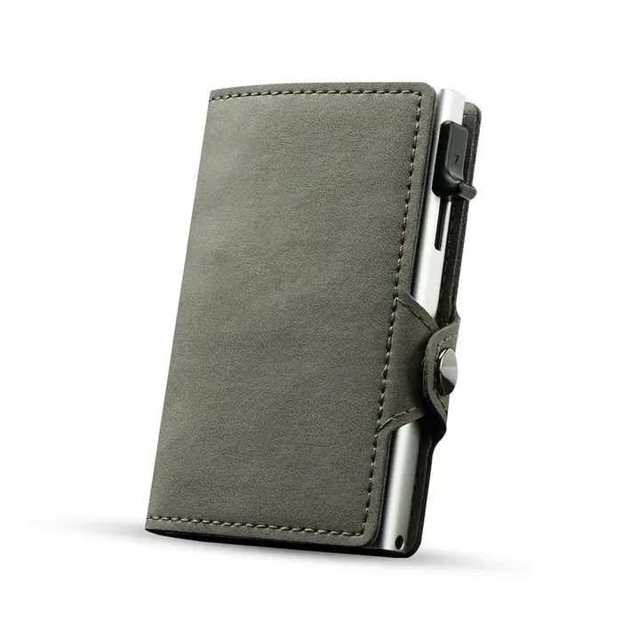 CASEKEY portefeuille rose mince minimaliste en cuir Pop UP