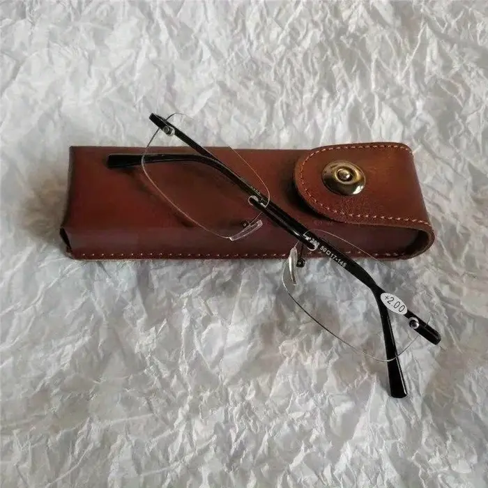 Étui à lunettes presbytes en cuir classique pour hommes et femmes, boîte à lunettes élégante en cuir