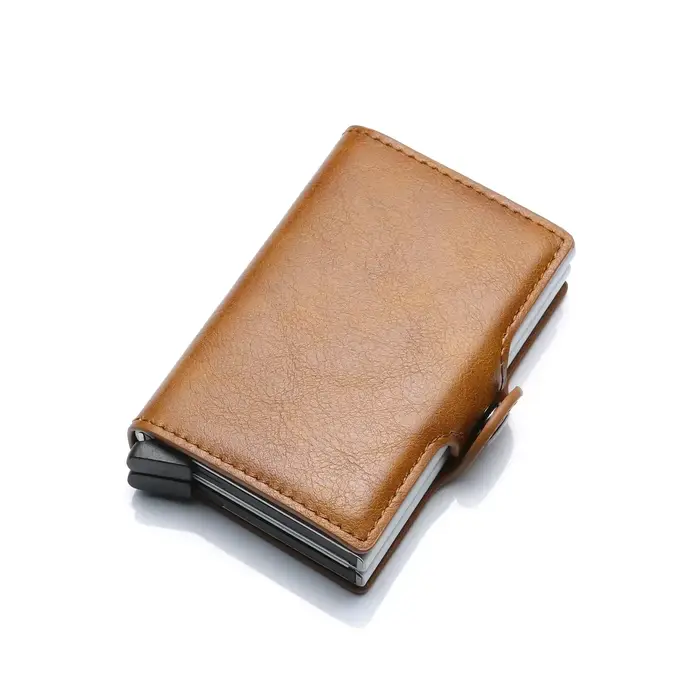 Portefeuille double couche en fibre de carbone pour hommes - Gravure de nom gratuite - Mini porte-carte bloquant RFID (12-14 emplacements) - Petit porte-monnaie