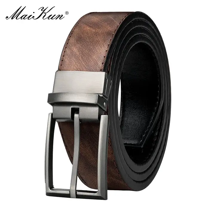 Maikun – ceinture réversible en cuir marron pour homme