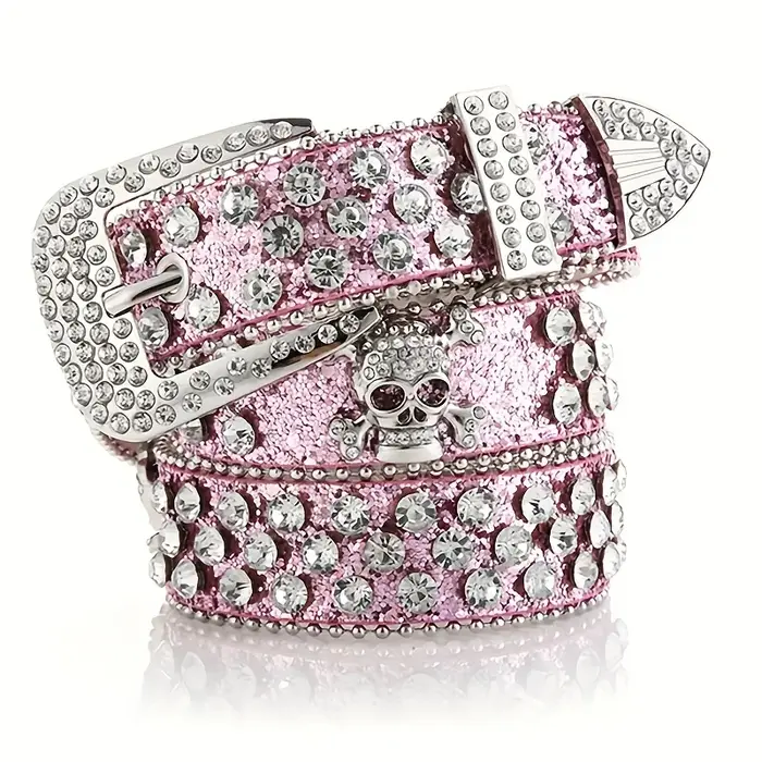 Glamour ceinture en PU rivetée en strass : l'accessoire parfait de style occidental pour les jeans Y2K!