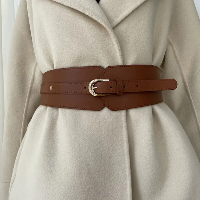 Ceinture Corset large en cuir PU pour femmes, couleur unie, rétro, élastique, slim, robe, manteau, bandage décoratif