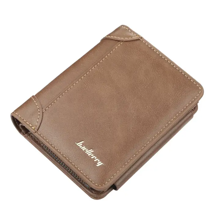 Portefeuille pour homme Baellerry en cuir PU avec fermeture éclair de haute qualité, porte-monnaie vintage, design court, porte-cartes, sac à main pour homme