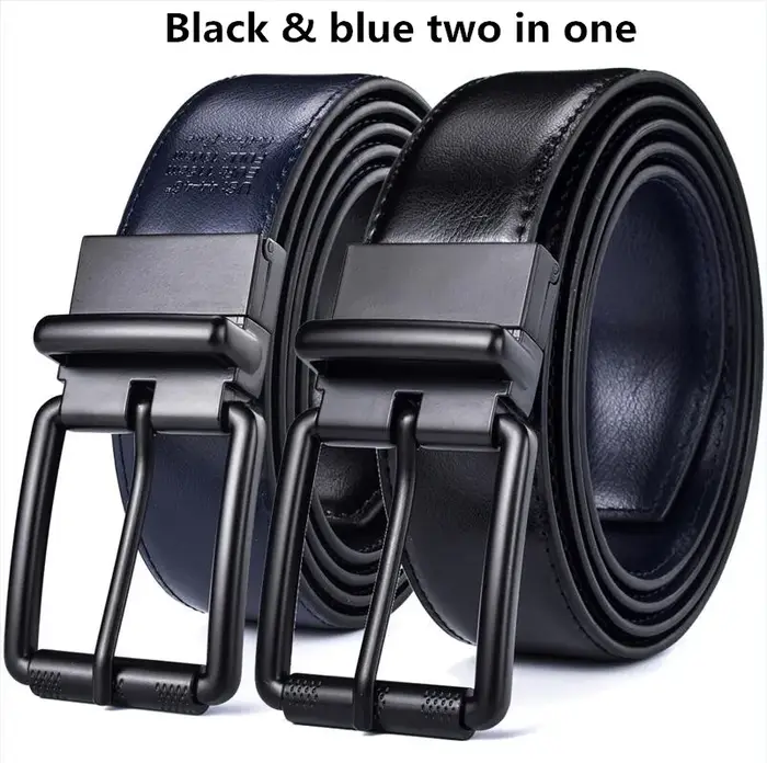 Boucle à rouleau de ceinture réversible en cuir pour hommes, 34mm de large, 1 marche arrière pour 2 