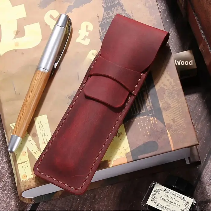 Étui à stylos en cuir fait à la main
