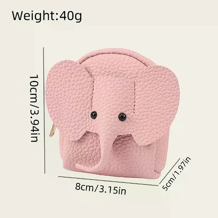 Mini portefeuille en forme d'éléphant de dessin animé pour femmes