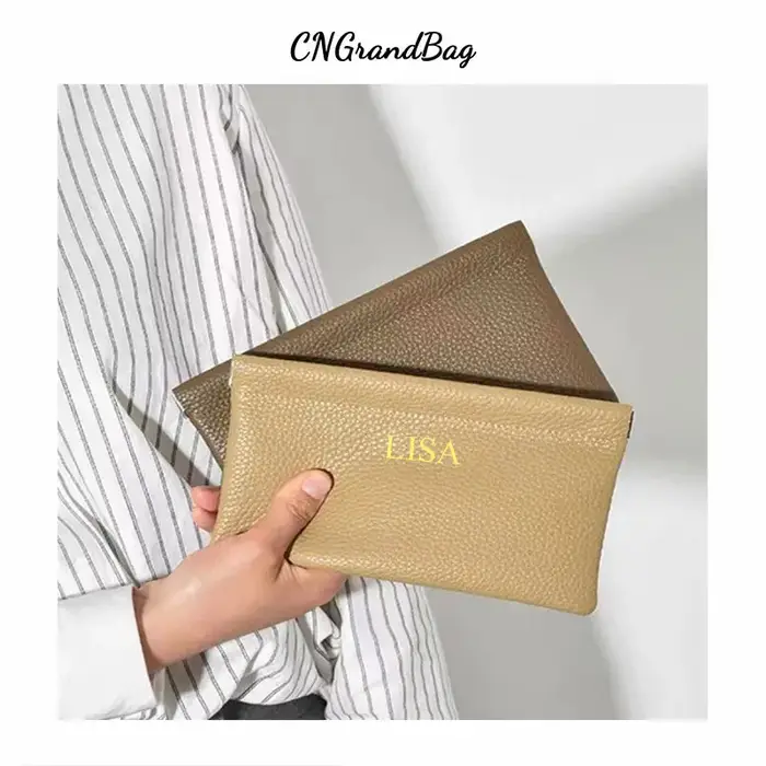 Portefeuille long minimaliste en cuir véritable pour femmes