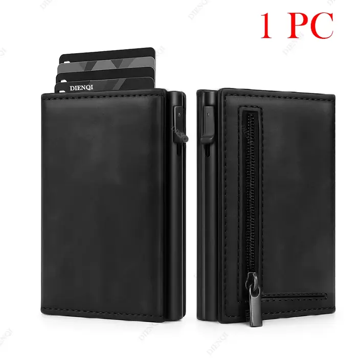Rfid porte-carte de crédit portefeuille hommes porte-carte bancaire boîtier en aluminium en métal mi