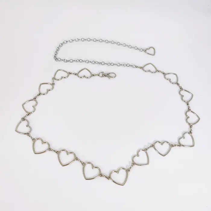 Ceinture femme marque de luxe en forme de coeur en métal taille chaîne