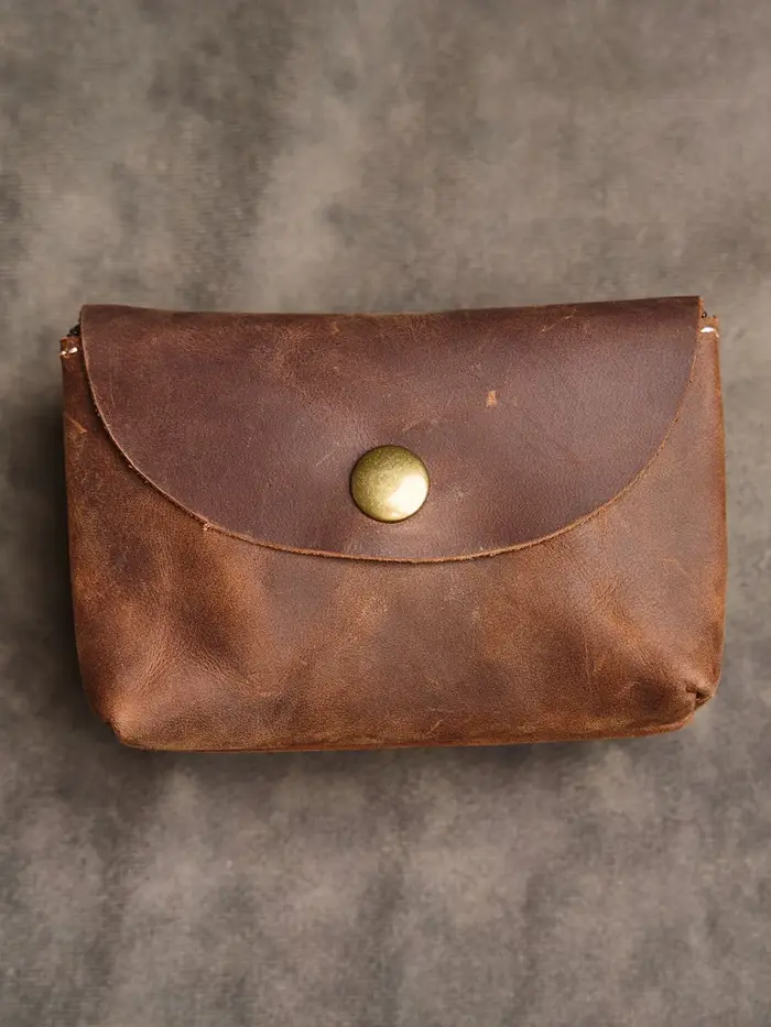 Portefeuille en cuir véritable à double fermeture éclair pour hommes et femmes