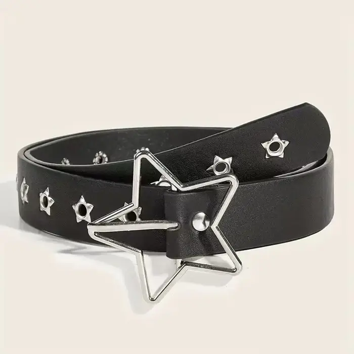 Ceinture décorative à boucle étoile de style punk avec plusieurs trous
