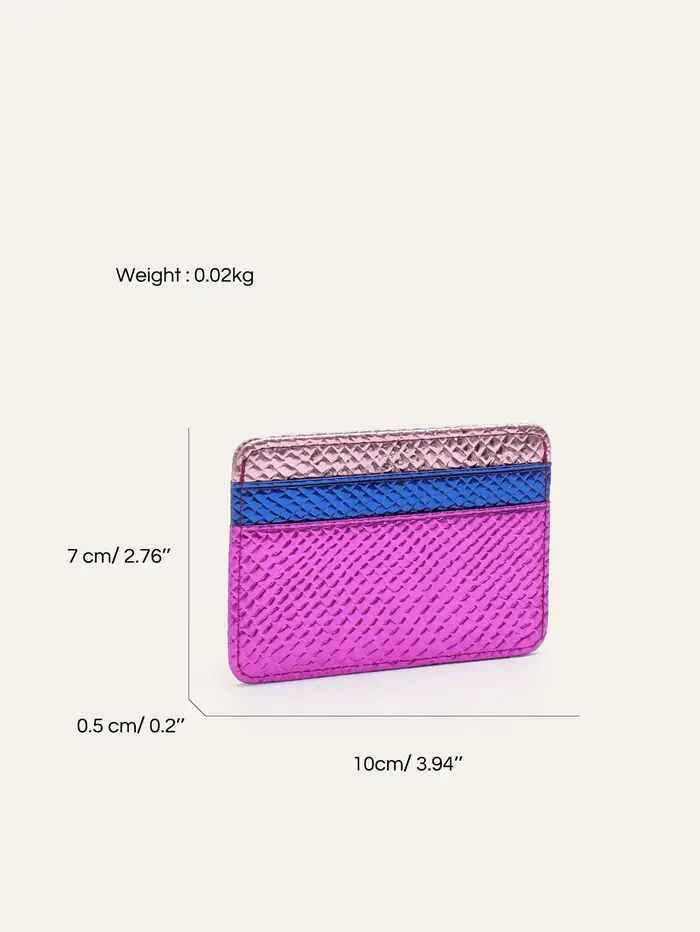 Portefeuille de luxe en cuir végétalien PU métallique imprimé peau de serpent, couleur contrastée RFID, court et fin, porte-cartes, multi-fentes, Portable