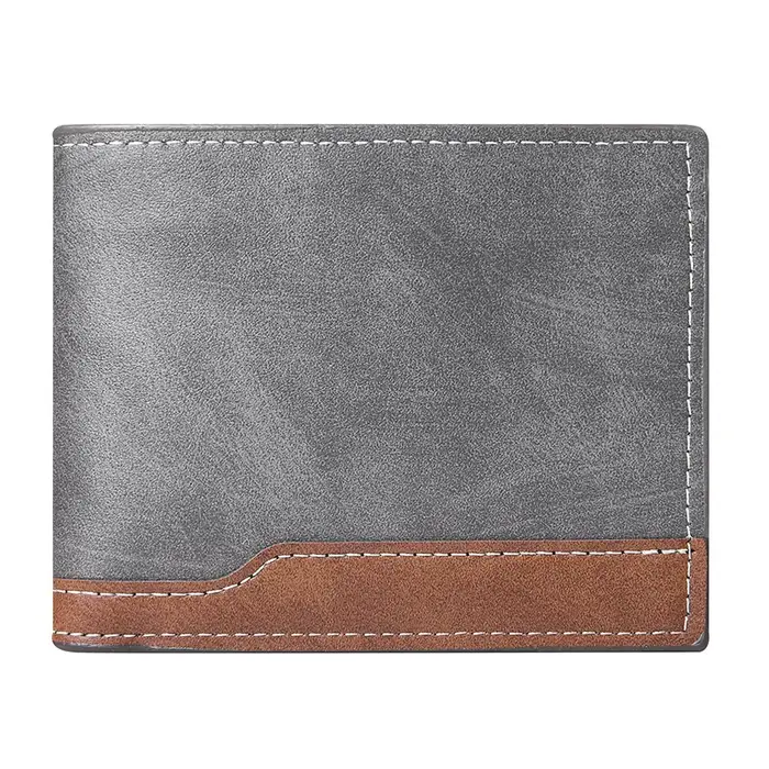 Portefeuille court en cuir PU pour hommes, Style rétro café noir, porte-monnaie à deux volets avec porte-carte d'identité, adapté aux hommes, nouveau