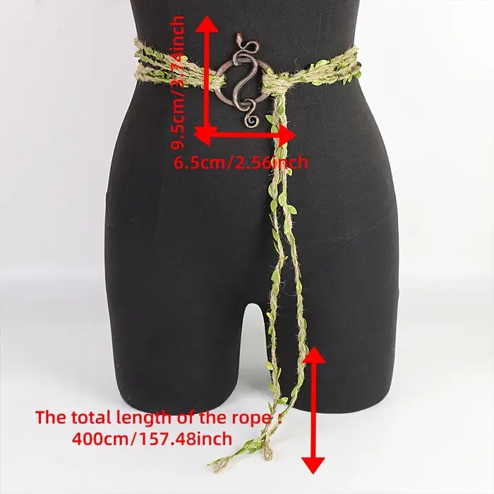 Ceinture en corde de chanvre Elf Vine avec boucle celtique | Accessoires de vêtements de déesse de la forêt ajustables