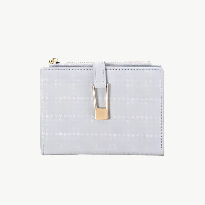 Portefeuille court pour femme en cuir PU, motif foncé, texture raffinée, poche à monnaie zippée, sac