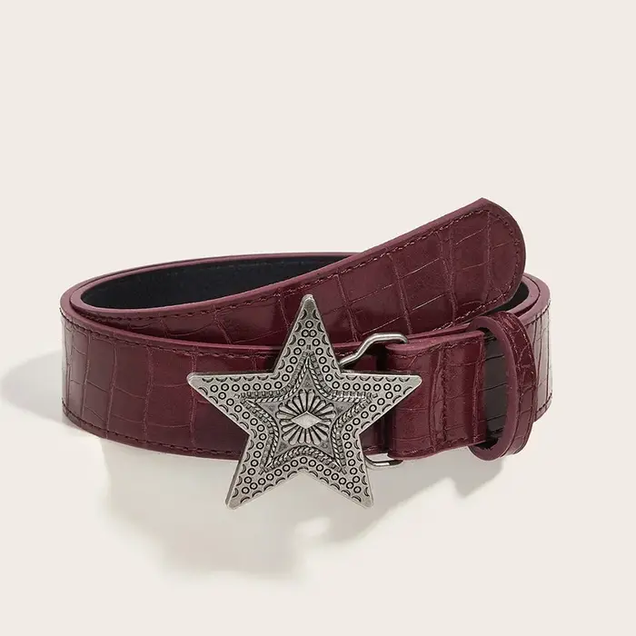 Ceinture rétro Hip-hop pour femmes, largeur 3.3cm, gothique, Punk, boucle étoile à cinq branches, ce