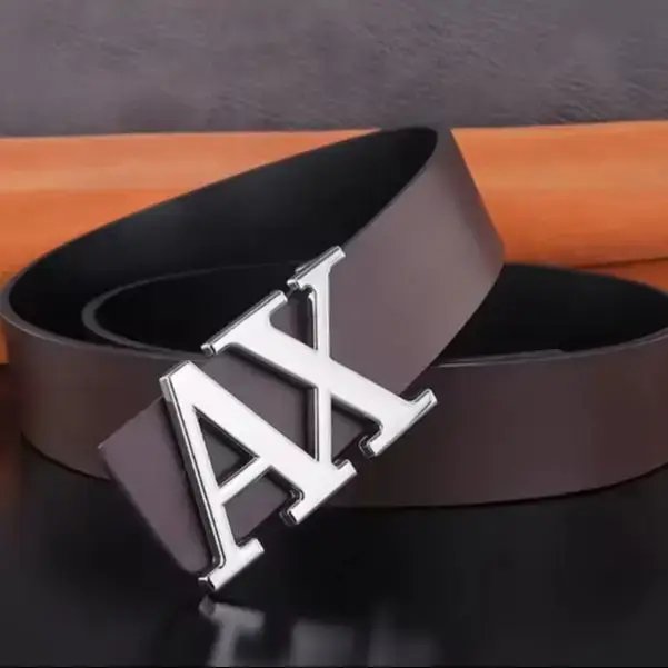 Ceinture pour homme, ceinture simple et élégante avec boucle à lettres, réversible, pour homme, 3,8 