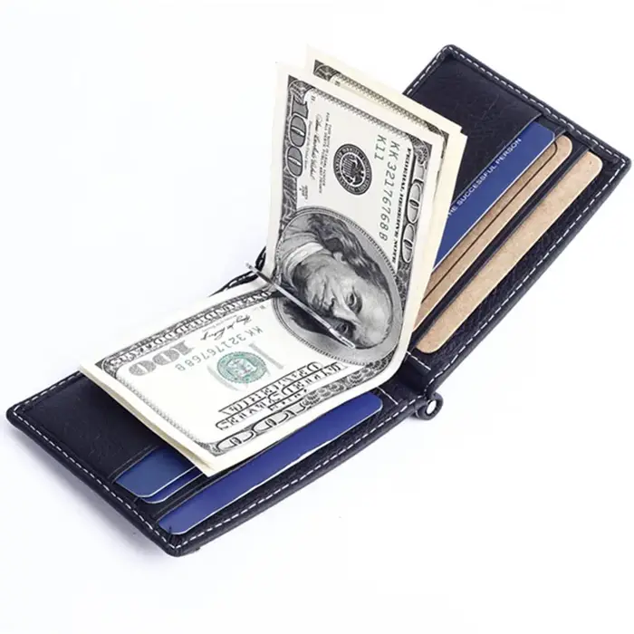 GUBINTU Portable Mini hommes en cuir véritable pince à billets portefeuille avec poche pour monnaie petite carte