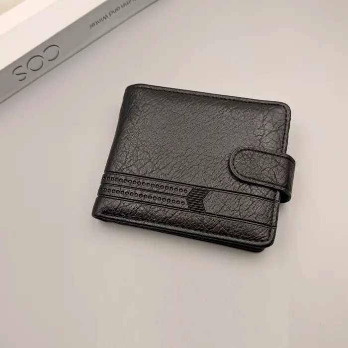 Portefeuille vintage pour homme en cuir, court, avec fermoir, décontracté, durable, porte-monnaie, p