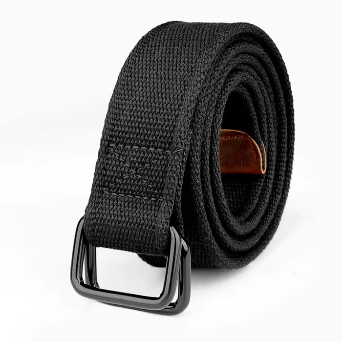 Grande taille 100-190cm Big & Tall hommes Double anneau boucle coton toile tissu tissu ceintures Web noir taille jean