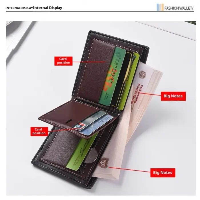Portefeuille en cuir multi-fentes pour cartes pour hommes