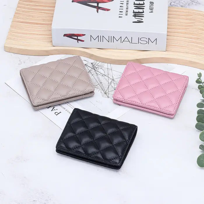 Portefeuille court en peau de mouton pour femmes