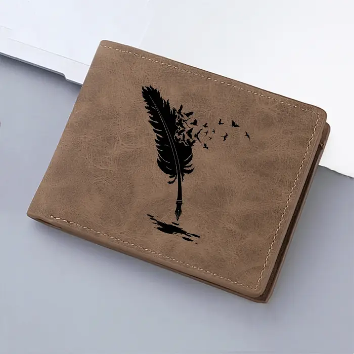 Nouveau portefeuille pour hommes à motif de plumes d'ange noires de qualité supérieure avec plusieurs fentes pour