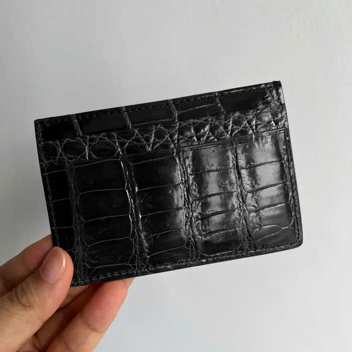 Porte-cartes en crocodile véritable pour hommes et femmes