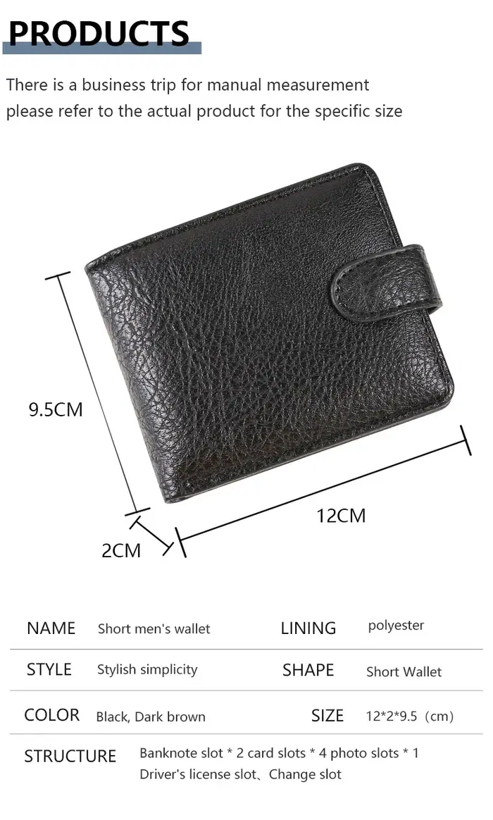 Portefeuille Vintage pour hommes en cuir à loquet court homme portefeuilles décontracté Durable pochette à monnaie mâle mince Photo porte-carte d'identité sac à main pince à billets