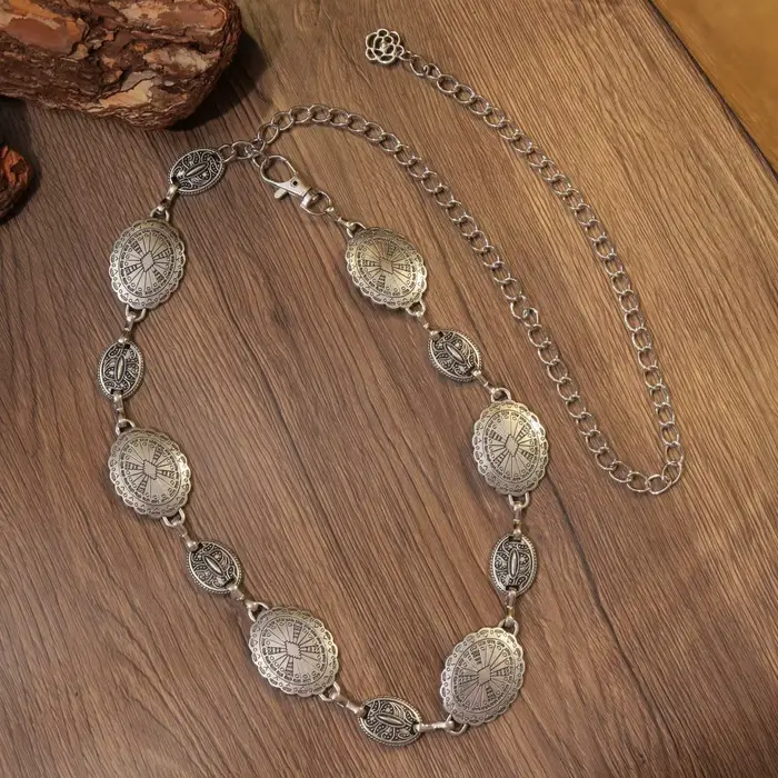 Ceinture en chaîne creuse de Style Boho, argent et or, ceinture de taille réglable avec incrustation en métal Vintage pour femmes, accessoires de bijouterie, 1 pièce