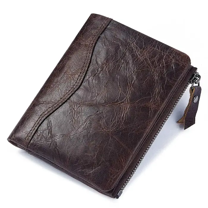 HUMERPAUL-Portefeuille court en cuir véritable pour homme, portefeuille RFID avec porte-cartes, ferm