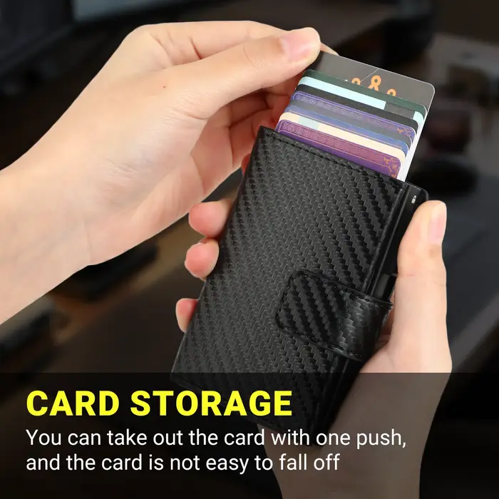 Porte-cartes en aluminium pour hommes : portefeuille mince avec poche avant bloquant RFID avec fenêtre d'identification