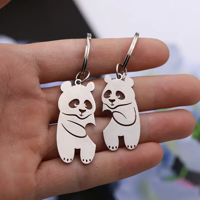 Porte-clés romantique en forme de cœur et de Panda
