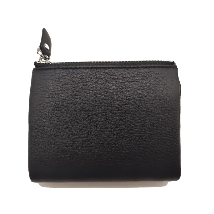Portefeuille court en cuir de vachette véritable souple pour femme