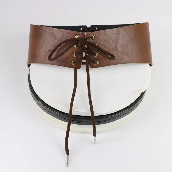 Ceinture en cuir PU marron rétro
