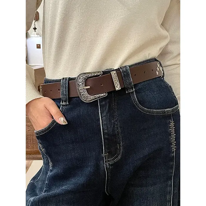 ELFSACK Ceinture étoile 3D vintage en métal massif pour femme