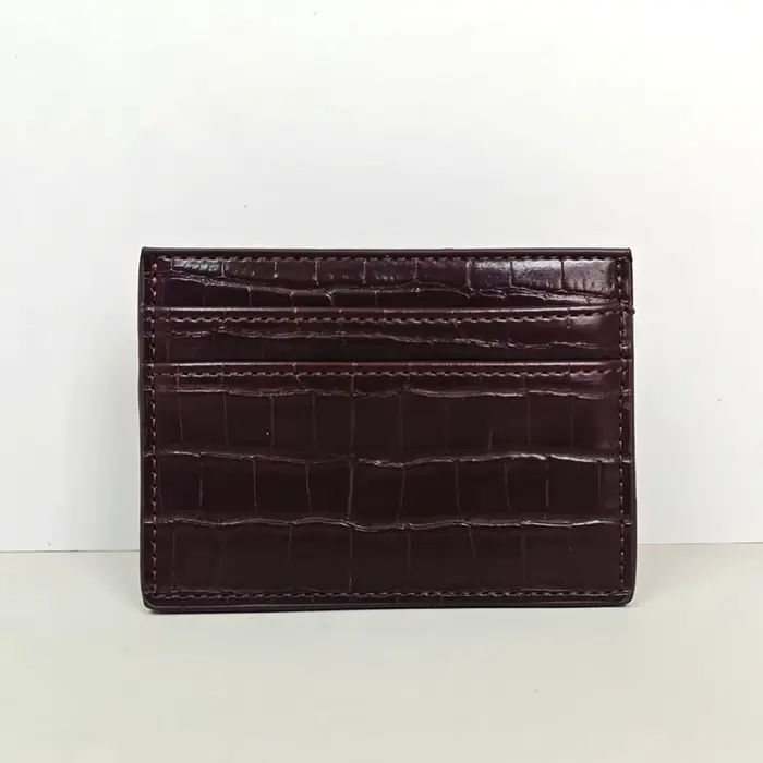 Porte-cartes de luxe en cuir de crocodile gravé avec lettres