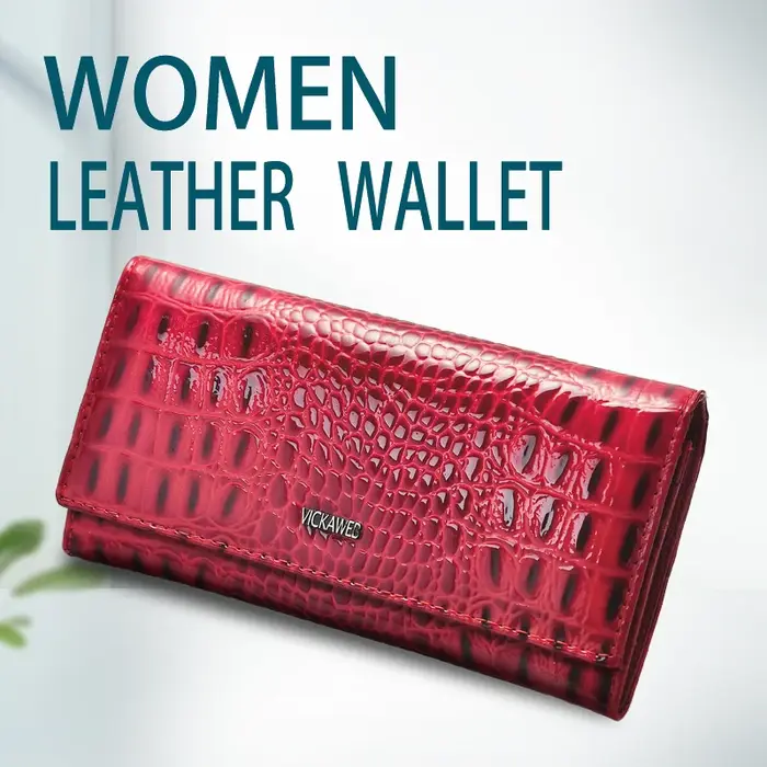 Long portefeuille à pression magnétique pour femmes en cuir véritable mode Alligator fermeture éclair moraillon femme