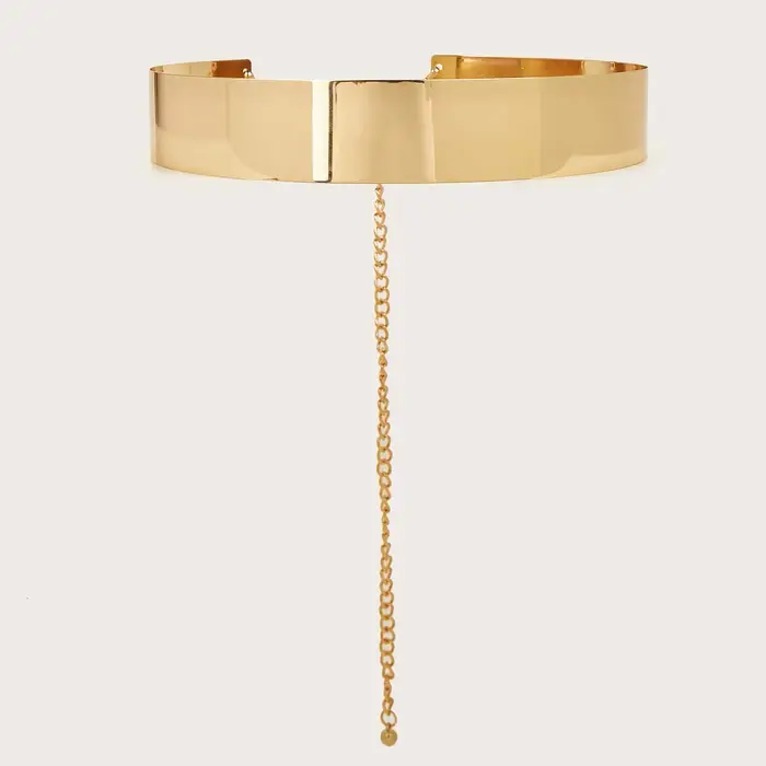 Hershine 1 pièce mode femme couleur unie anneau de taille en métal ceinture décorative