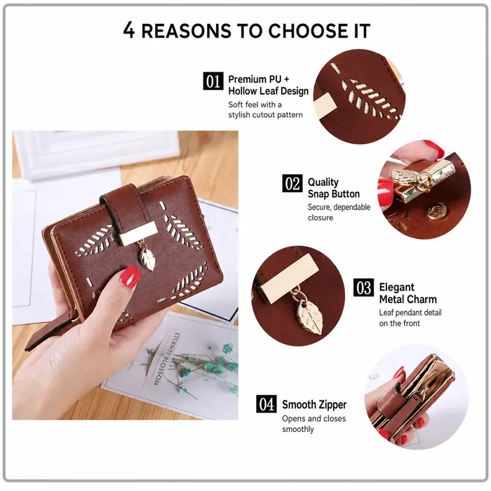 Porte-monnaie minimaliste en cuir PU pour femme