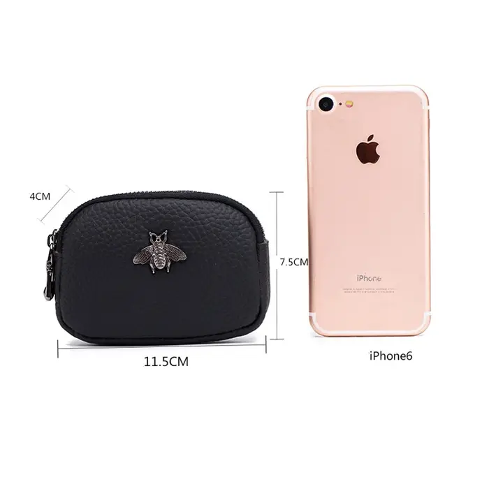 CICICUFF femmes porte-monnaie en cuir véritable femme Double fermeture éclair organisateur de voyage Mini pochette