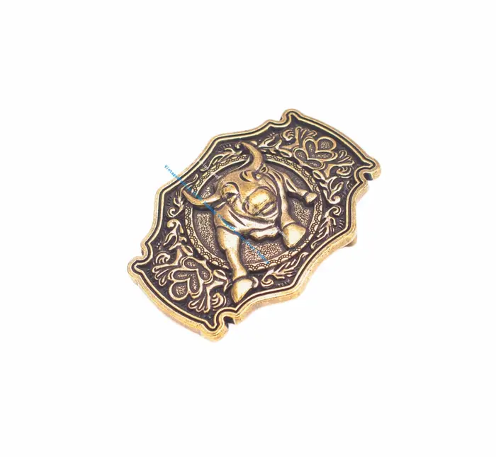 Boucle de ceinture en métal plaqué laiton pour homme, accessoire de maroquinerie, style Cowboy occidental, Cowboy, Animal lourd, taureau, Rodeo, 40mm