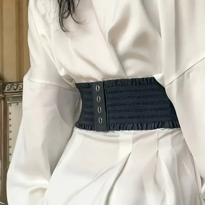 Ceinture corset chic noire à lacets - Ceinture élastique large pour femme | Parfait pour les fêtes et les sorties décontractées