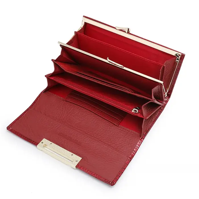 Portefeuille en cuir véritable motif Alligator pour femme