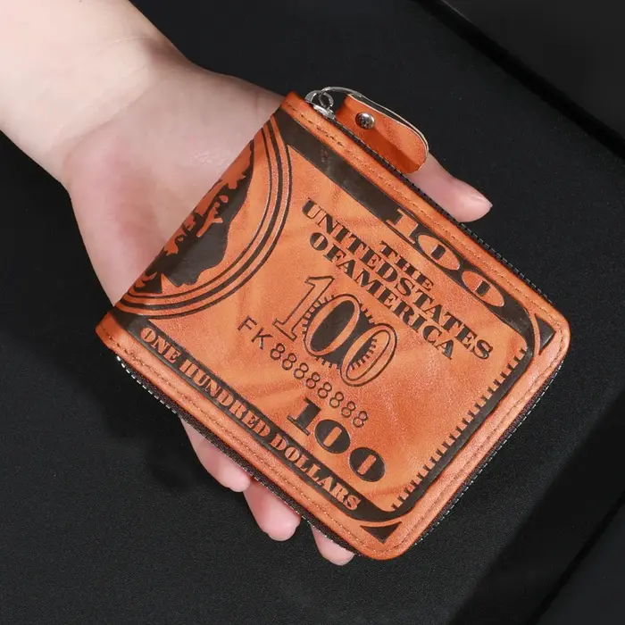 Portefeuille en cuir pour hommes à la mode avec un dollar américain – Espace et élégant avec porte-carte photo pour un usage quotidien